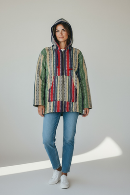 Mexican Poncho Baja Hoodie - bohemian fashion