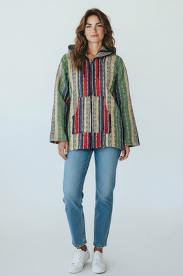 Mexican Poncho Baja Hoodie - bohemian fashion