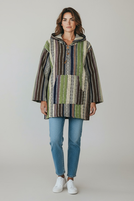 Mexican Poncho Baja Hoodie - bohemian fashion