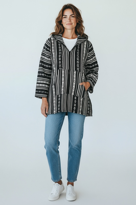 Mexican Poncho Baja Hoodie - bohemian fashion