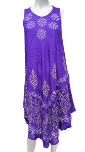 Womens Summer Sun Dress Umbrella Tie Dye flowers Beach Resort Wear Boho Hippie