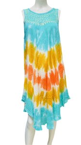 Womens Summer Sun Dress Umbrella Tie Dye Flower Beach Resort Wear Boho Hippie