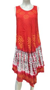 Womens Summer Sun Dress Umbrella Tie Dye flowers  Beach Resort Wear Hippie