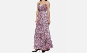 Indian Vintage Silk Maxi Beach Sundress Bohemian Gypsy Dress Usa Free Shipping