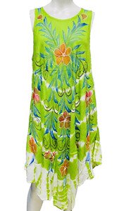 Womens Summer Sun Dress Umbrella Tie Dye Flower Beach Resort Wear Boho Hippie