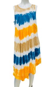 Womens Summer Sun Dress Umbrella Tie Dye rainbow Beach Resort Wear Boho Hippie