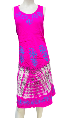 Womens Summer Sun Dress Umbrella Tie Dye flowers Beach Resort Wear Hippie - Image 4