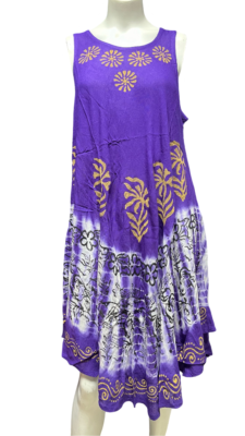 Womens Summer Sun Dress Umbrella Tie Dye flowers Beach Resort Wear Hippie - Image 6