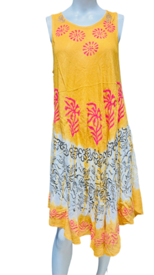 Womens Summer Sun Dress Umbrella Tie Dye flowers Beach Resort Wear Hippie - Image 8