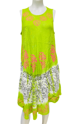 Womens Summer Sun Dress Umbrella Tie Dye flowers Beach Resort Wear Hippie - Image 9