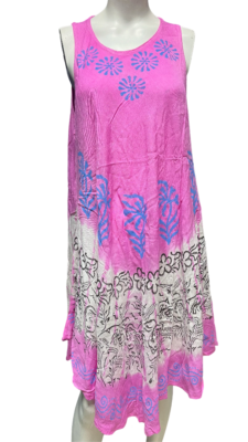 Womens Summer Sun Dress Umbrella Tie Dye flowers Beach Resort Wear Hippie - Image 11