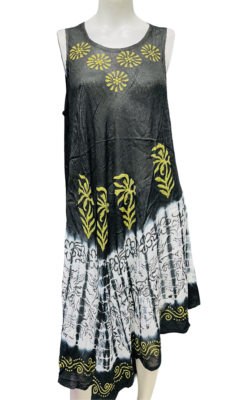 Womens Summer Sun Dress Umbrella Tie Dye flowers Beach Resort Wear Hippie - Image 12