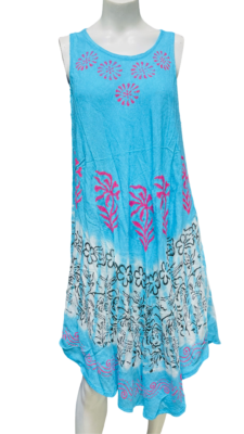 Womens Summer Sun Dress Umbrella Tie Dye flowers Beach Resort Wear Hippie - Image 13