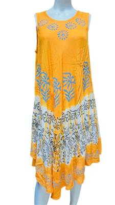 Womens Summer Sun Dress Umbrella Tie Dye flowers Beach Resort Wear Hippie - Image 14