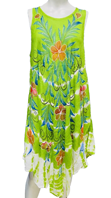 Womens Summer Sun Dress Umbrella Tie Dye Flower Beach Resort Wear Boho Hippie - Image 2