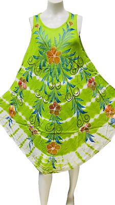 Womens Summer Sun Dress Umbrella Tie Dye Flower Beach Resort Wear Boho Hippie - Image 3