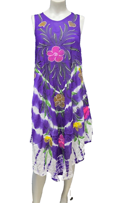 Womens Summer Sun Dress Umbrella Tie Dye Flower Beach Resort Wear Boho Hippie - Image 7