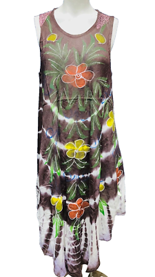 Womens Summer Sun Dress Umbrella Tie Dye Flower Beach Resort Wear Boho Hippie - Image 8