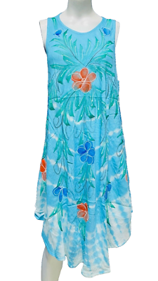 Womens Summer Sun Dress Umbrella Tie Dye Flower Beach Resort Wear Boho Hippie - Image 10