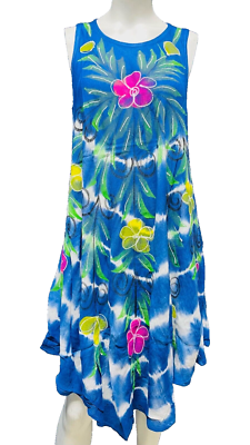 Womens Summer Sun Dress Umbrella Tie Dye Flower Beach Resort Wear Boho Hippie - Image 11