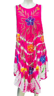 Womens Summer Sun Dress Umbrella Tie Dye Flower Beach Resort Wear Boho Hippie - Image 14