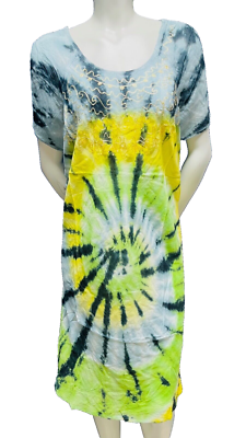 Womens Summer Sun Dress Umbrella Tie Dye Flower Beach Resort Wear Boho Hippie - Image 9
