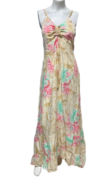 Vintage Silk Maxi Beach Sundress Bohemian Dress - Image 3