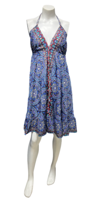 Women’s Halter Neck Midi Dress Boho Paisley Flowy Summer Sundress - Image 6