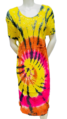 Womens Summer Sun Dress Umbrella Tie Dye Flower Beach Resort Wear Boho Hippie - Image 12