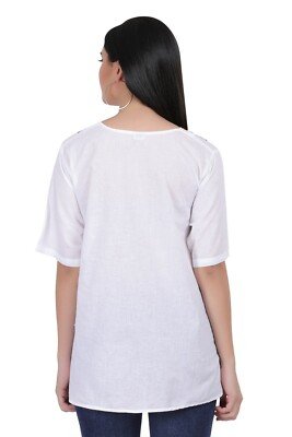 Cotton Mexican White Tops/Blouses Colorful Embroidered - Image 4