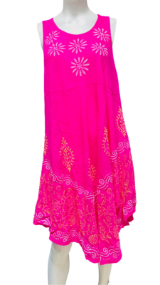 Womens Summer Sun Dress Umbrella Tie Dye flowers Beach Resort Wear Boho Hippie - Image 10