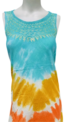 Womens Summer Sun Dress Umbrella Tie Dye Flower Beach Resort Wear Boho Hippie - Image 4