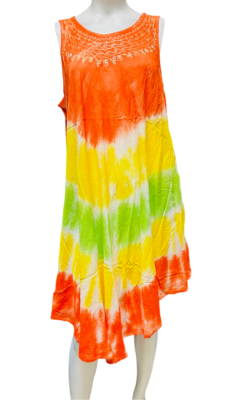 Womens Summer Sun Dress Umbrella Tie Dye Flower Beach Resort Wear Boho Hippie - Image 8