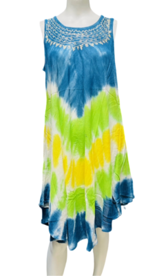 Womens Summer Sun Dress Umbrella Tie Dye Flower Beach Resort Wear Boho Hippie - Image 9