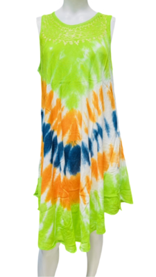 Womens Summer Sun Dress Umbrella Tie Dye Flower Beach Resort Wear Boho Hippie - Image 11