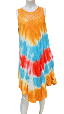 Womens Summer Sun Dress Umbrella Tie Dye Flower Beach Resort Wear Boho Hippie - Image 12