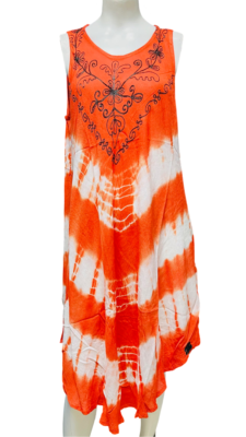 Womens Summer Sun Dress Umbrella Tie Dye Flower Beach Resort Wear Boho - Image 2