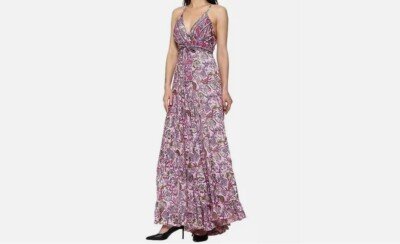 Indian Vintage Silk Maxi Beach Sundress Bohemian Gypsy Dress Usa Free Shipping - Image 2