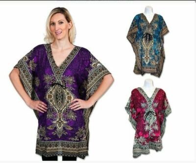 50 Assorted Pcs Wholesale Women Kaftan Short Beach Tunic Evening Dress Nightwear - Image 5