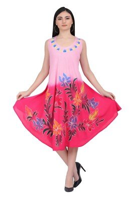 Sundress / Hippie Tunic Indian Multi Tie Dye/ Batik Beach Dress - Image 3