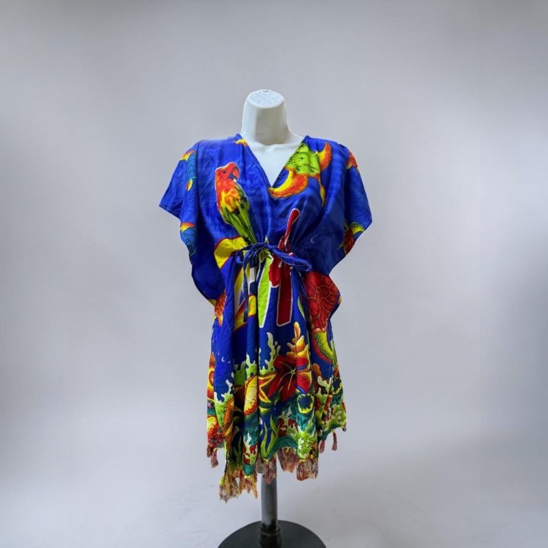 Assorted Short Kaftan Dresses | Boho Beach Cover-Up Tunics | Lightweight Tie-Waist Kaftans | Relaxed Fit