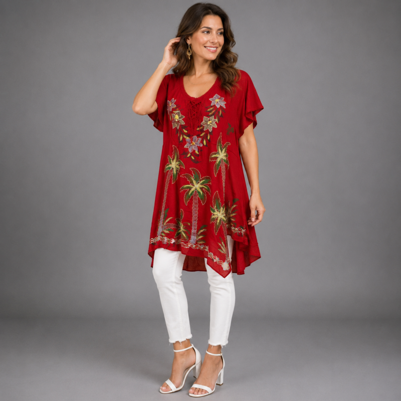 Floral Embroidered Boho Blouse