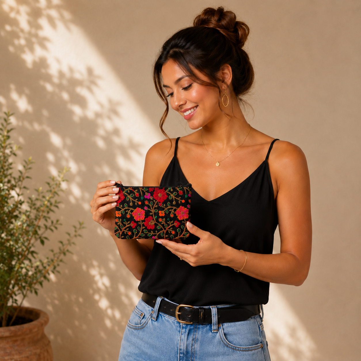 Embroidered Boho Zip Pouches