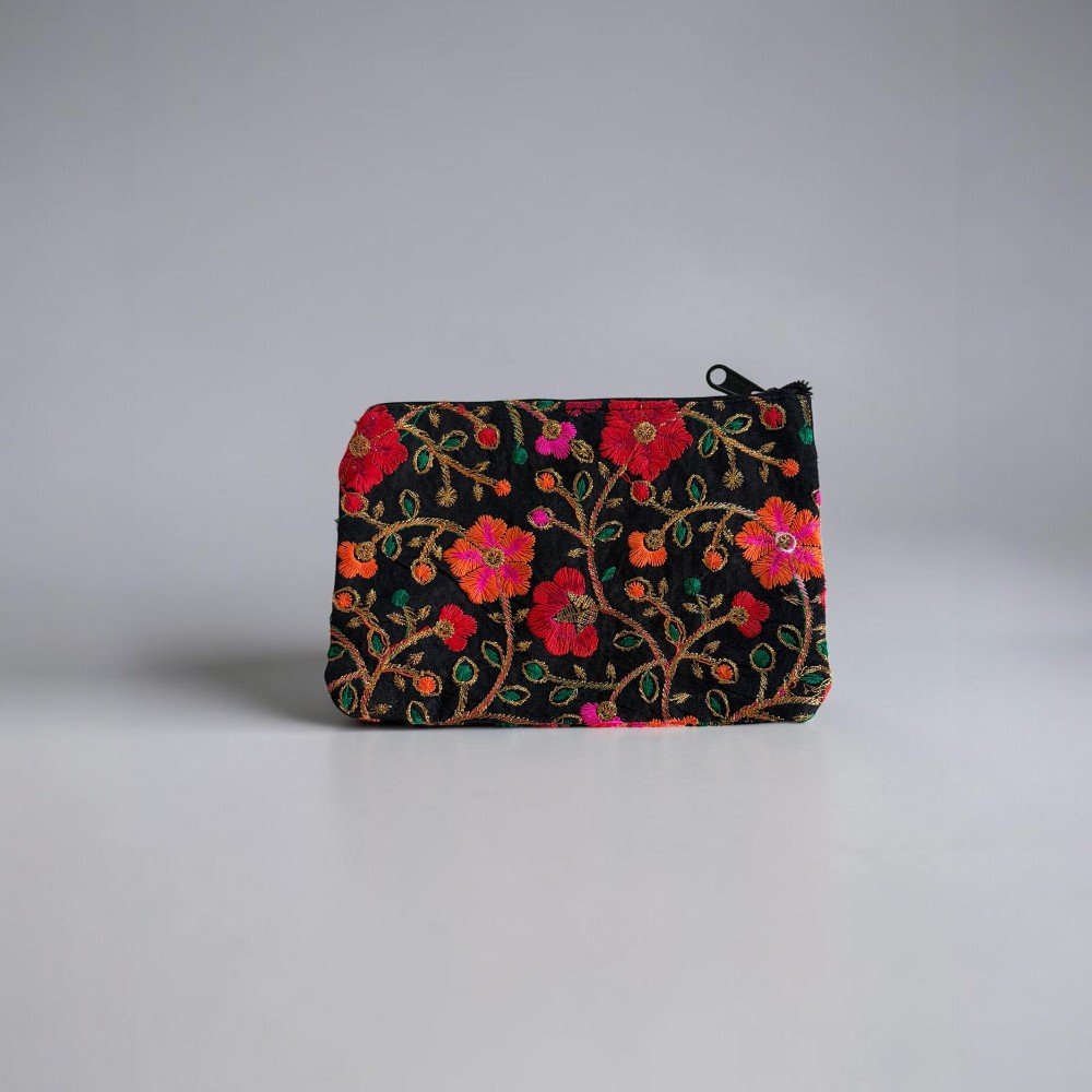 Embroidered Boho Zip Pouches | Floral Cosmetic Bags | Travel Makeup Bags - Image 3