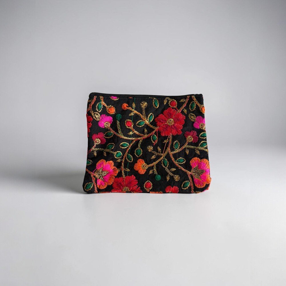 Embroidered Boho Zip Pouches | Floral Cosmetic Bags | Travel Makeup Bags - Image 4