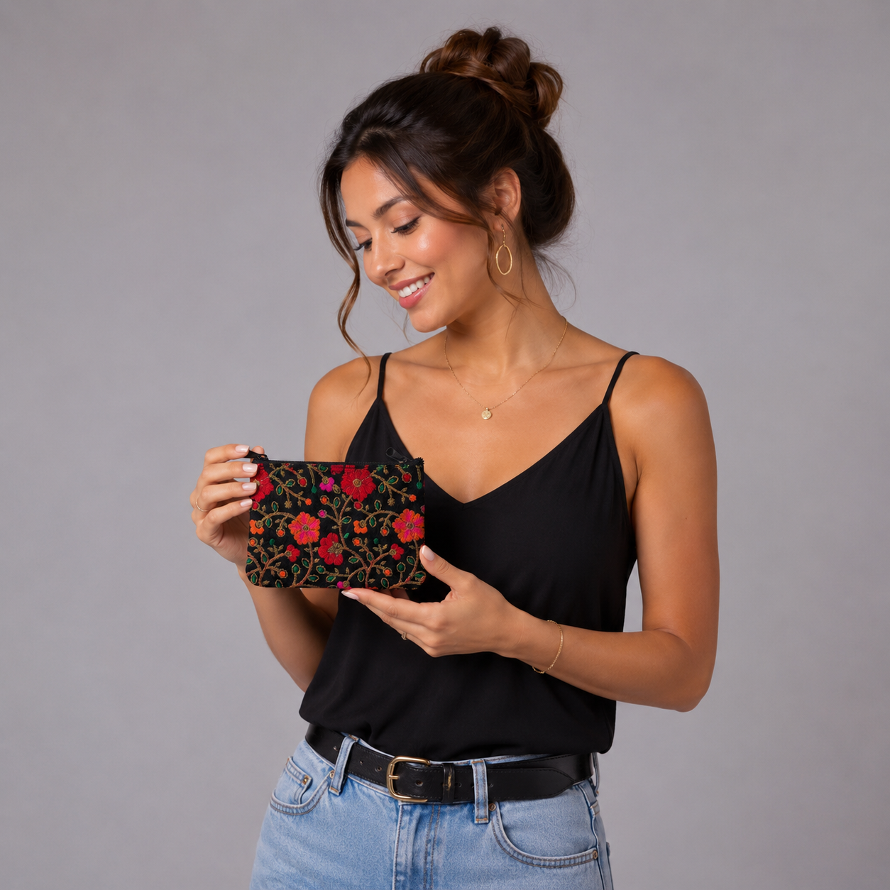 Embroidered Boho Zip Pouches - bohemian fashion