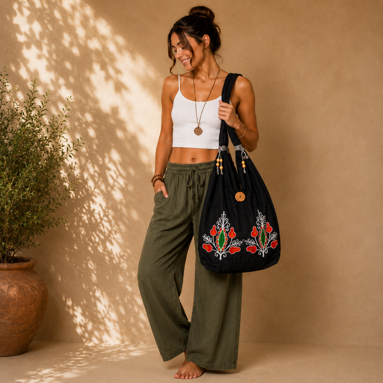 Boho Embroidered Shoulder Bag - Image 6