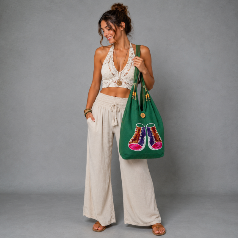 Boho Embroidered Shoulder Bag | Handmade Festival Tote | Colorful Everyday Market Bag | Artisan Hippie Purse