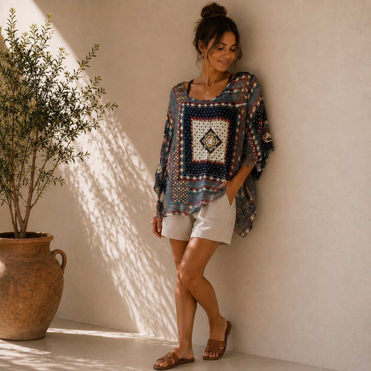Italian Boho Blouse | Lightweight Sheer Tunic Top | Made in Italy Women’s Shirt | Relaxed Fit Boutique Fashion | Effortless Everyday Style - Image 11