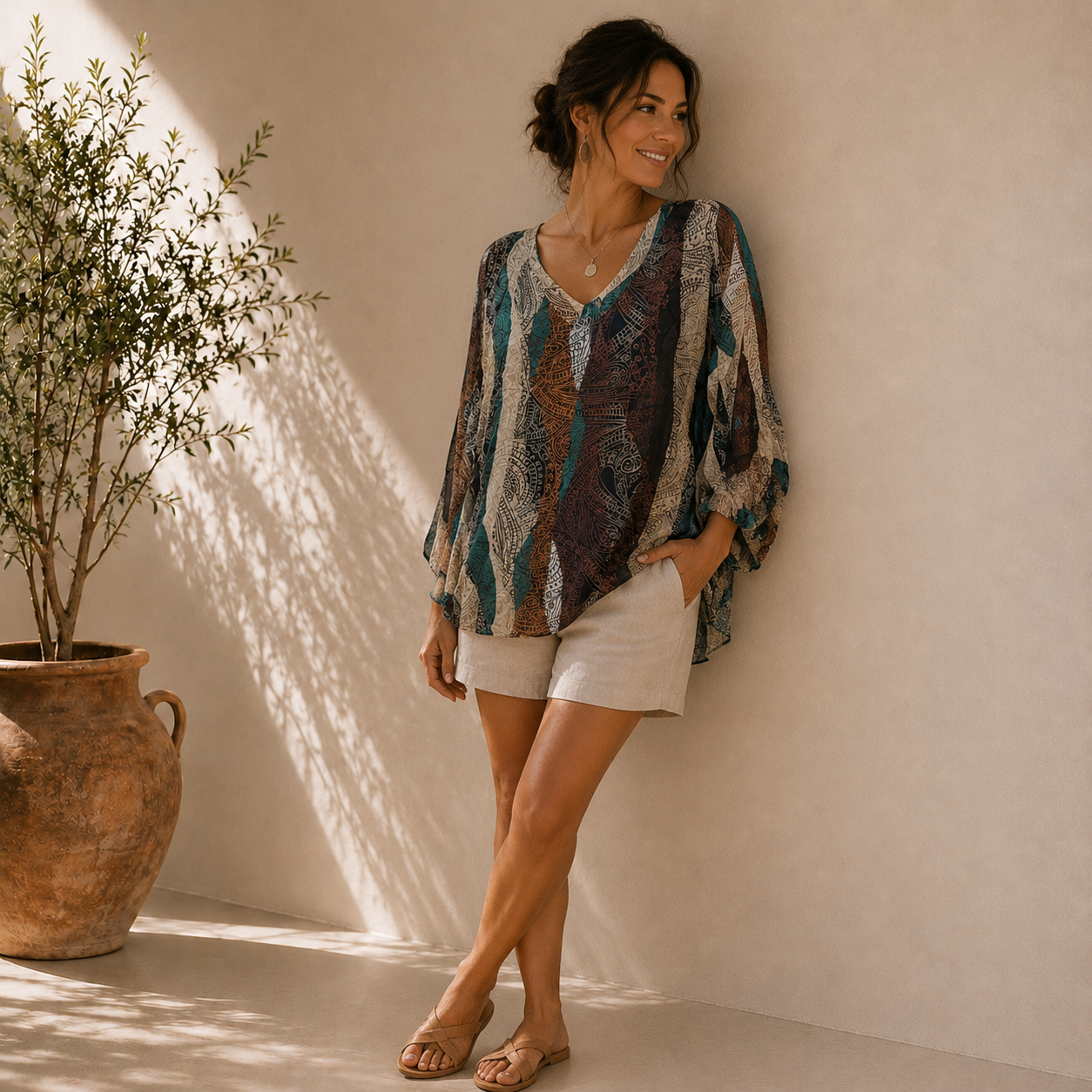 Italian Boho Blouse | Lightweight Sheer Tunic Top | Made in Italy Women’s Shirt | Relaxed Fit Boutique Fashion | Effortless Everyday Style - Image 13